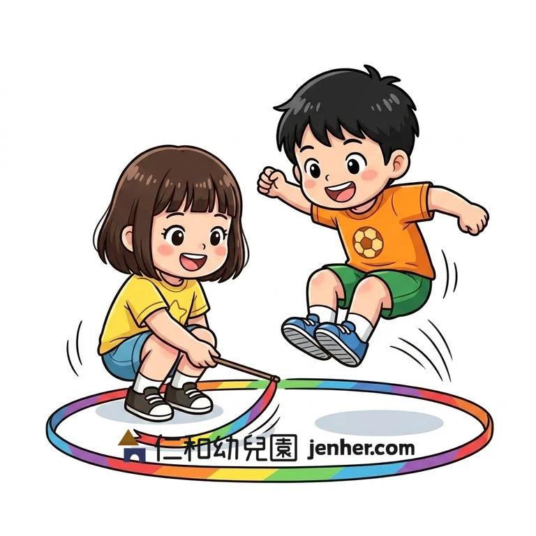 アクティビティ 3-9: 床に描いたリボンの輪へジャンプイン